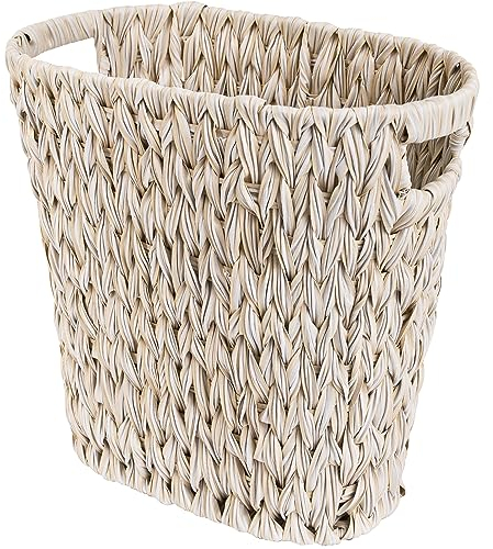 GRANNY SAYS Wicker Waste Paper Bin, Waste Paper Basket, Decorative Living Room Bin, Dustbin for Bedroom Bin, Woven Waste Baskets & Bins, Rubbish Bin, Trash Bin for Office, 19 Liters/5 Gallons, White