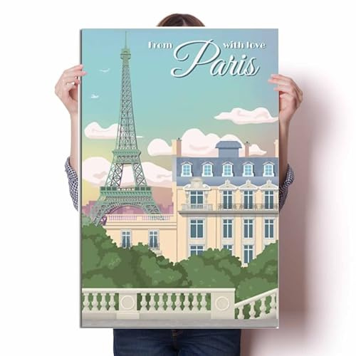 LIULAG Kunstdrucke 50x70cm Ungerahmt Paris Vintage Reise Poster Vintage Leinwandbilder Wanddekoration Badezimmer Büro