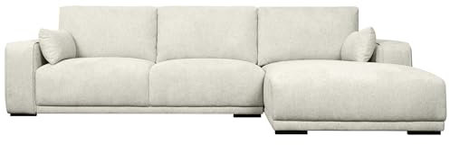 California L-Form Ecksofa Rechts Beige Braun – Hochwertiger Stoffbezug, Skandinavisches Design, Taschenfederkern, Bequeme Polsterung, Modernes Wohnzimmersofa mit Ottomane