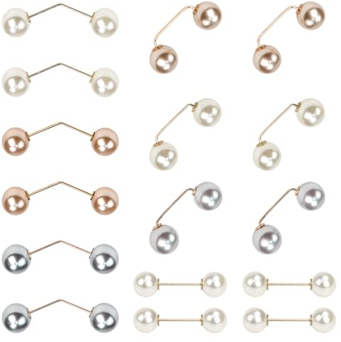 DTYGUIXE 16 Stück Perle Brosche Damen Kragen Clip Broschen Clips Faux Perle Brosche Cardigan Clip Schal Clip Ausschnitt Brosche Doppelköpfige Perle Brosche für Schal, Pullover, Mütze, Kleid, Kostüm