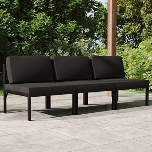 MNISDFL Gartenlounge Biertischgarnitur Terrassenmöbel Gartensofa 3-Sitzer mit Kissen Aluminium Anthrazit