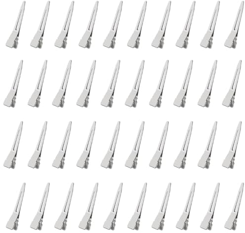 40 Pièces Pince Crocodile Cheveux Métal Argent Pinces à Cheveux avec Boîte de Rangement Pince Locks Pinces à Cheveux Crocodile Pinces à Cheveux bec de Bricolage Barrettes de Coiffure 4.5CM