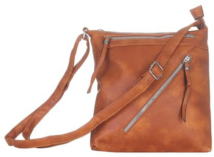 simaranda Handtasche Damen moderne Schultertasche Umhängetasche mit Reißverschluss Shopper Beutel mit verstellbaren Riemen 20205 (Braun)