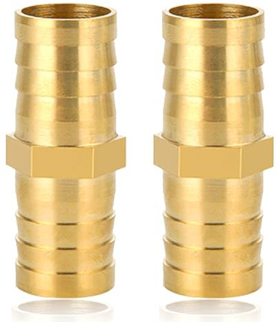 Schlauchverbinder 19mm Messing, 2 Stück Messing Schlauch Anschluss 19mm(3/4), gerader Widerhaken Verbinder Schlauchtülle Tüllenverbinder Gewindefitting Messingfittings