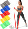 Resistance Band Set, 1.8 M Exercise Bands with 5 Resistance Levels, Long Stretch Bands for Men & Women, Workout Resistance Bands for Yoga Gym Pilates Fitness Strength Training Muscle Building