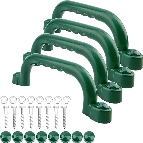 Restroma 4 Pieces Playground Handle Plastic Safety Handles Kids Hand Grab Playset for Outdoor Climbing Frame Treehouse Play House