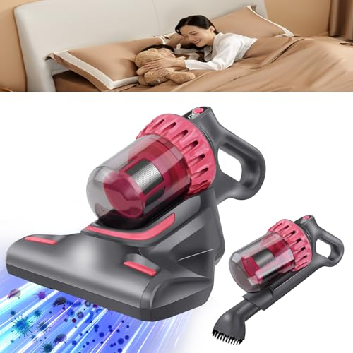 VickyHome Milbensauger Für Matratzen, 100W Wischsauger Staubsauger Auto 10KPA Akkusauger Kabellos Mit 8000RPM/Min Bürstenwalzen, Hepa Filter, Chmutzbehälter 200ML, Zur Entfernung Von Staubmilben