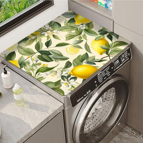 Highdi Housse de Protection pour Machine à Laver Top, Coussin de Machine à Laver Antidérapant Housse de Machine à Laver pour Machine à Laver Ou Sèche-Linge (40 * 40cm,Citron 1)