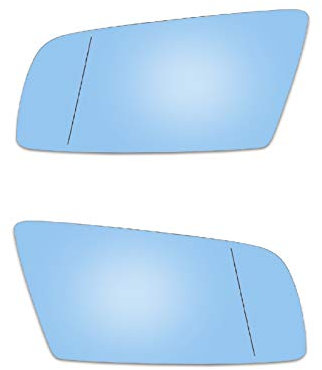 DEMULAX for, E60 E61 E63 E64 04-05 51167065080 Links Rechts Paar Auto-Flügeltür, beheiztes Spiegelglas, seitlich beheiztes, blau getöntes Außenspiegelglas Beheizter Seitenspiegel fürs Auto(A Pair)