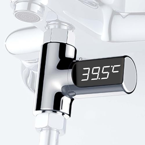 BAIFULAI Termómetro digital LED de baño, termómetro de bañera de 5 – 85 ℃, flujo de agua en tiempo real con pantalla giratoria de 360 °, termómetro de agua para bebé, termómetro de ducha, termómetro