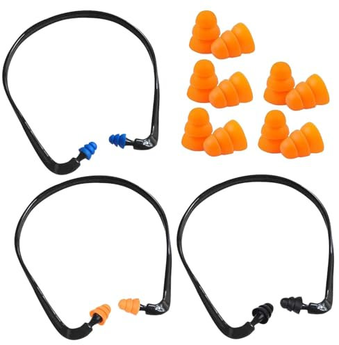 3 Stück Am Kopf Befestigte Ohrstöpsel Und 5 Paar Ersatz-Ohrstöpsel, Geräuschunterdrückende Ohrstöpsel, Wasserdichte Silikon-Ohrstöpsel, Geeignet Zum Schlafen, Schwimmen Und Arbeiten