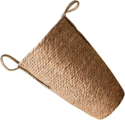 Seegras-Pflanzenkorb mit Henkel, natürliche Weiden Geflochtener Blumenkorb Blumenkorb Rattan Blumentopf Dekoration Indoor Retro Picknickkorb Multifunktionaler geflochtener Korb(23x40CM)