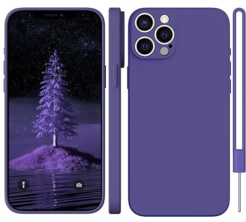 WXX für iPhone 12 Pro Hülle Silikon Case, Dünn Slim mit Microfiber, Kratzfeste Rundumschutz Case für iPhone 12 Pro 6.1'' Dunkel Lila