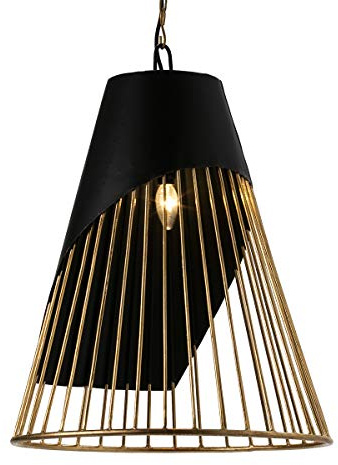 LAMPARA DE TECHO 52X52X69 METAL DORADO/NEGRO