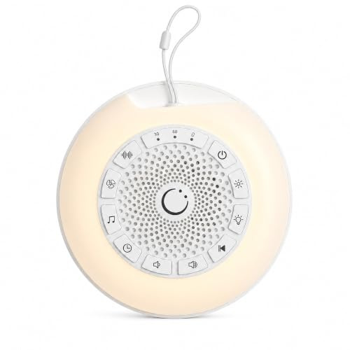 Numsy Mini White Noise Machine mit Nachtlicht - Einschlafhilfe Baby | Mini Sound Machine, 27 Beruhigende Geräusche, 8 Lichtmodi, Timer und Kindersicherung, Tragbar und USB-C Aufladbar