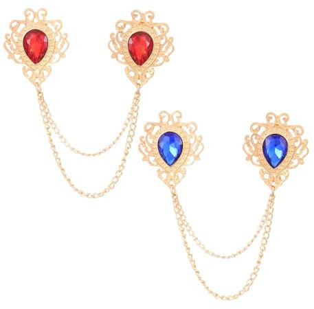 FDEETY Tropfenform Kristall Brosche Kragen Kette Quaste Anstecknadel Schmuck Doppelbrosche Vintage Ornament Damen Accessoire