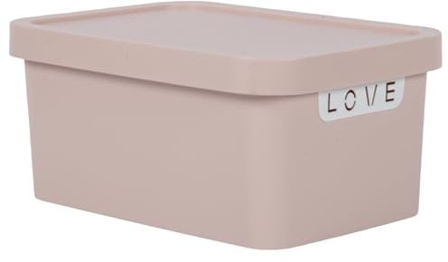 Jolie Max Plastic Storage Box with Lid, Stackable & Space-Saving 7.5L, Solid Matte Colour, Decorative Design, Durable Organizer for Home, Office, Bedroom, Kitchen – 31.5 x 21.5 x 14.5 cm (PINK)