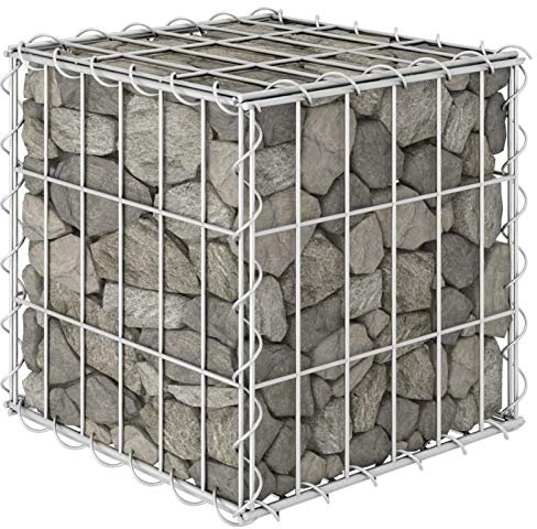 Homgoday Lit Surélevé Cube à Gabion Fil d'acier 30x30x30 cm, Jardinière à Gabion pour Fleur Plante, Lit Surélevé de Jardin pour Terrasse, Arrière-Cour, Pelouse, Extérieur