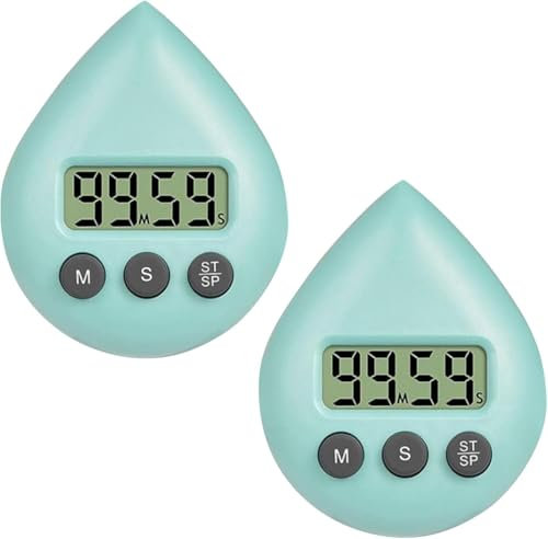 2Pcs Green Shower Timer for Kids Adults, Digital Shower Clock, Waterproof Timer with Alarm and Suction Cup, Energy Saver Home Kitchen Bathroom Clock Timers,Thermometers and Timers
