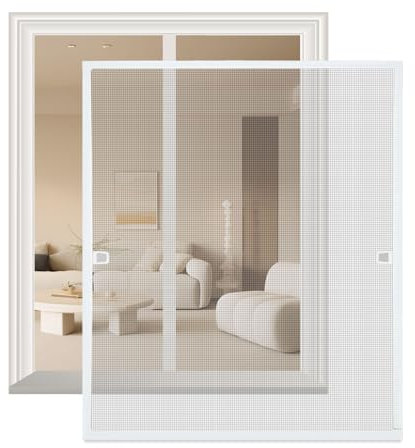 Ollewiellan Fliegengitter Insektenschutz Fenster mit Alurahmen 120 X 140 cm Weiß Mückengitter Fenster mit Rahmen Zuschneidbare,Fliegenschutz Moskitonetz Ohne Bohren und Schrauben