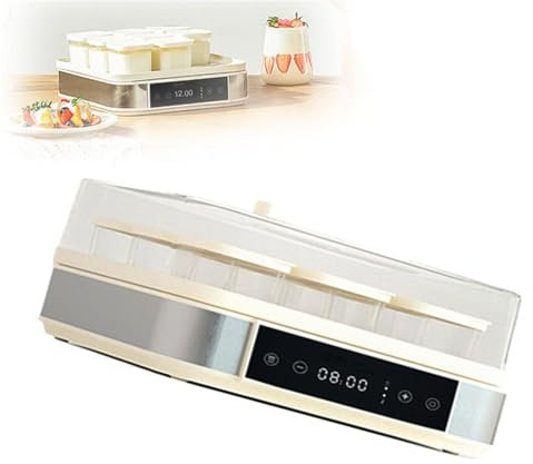 YLANMEI Yaourtière Automatique numérique avec 9 Pots en Verre (52 z chacun) Écran LCD avec contrôle de température Constant Conception en Acier Inoxydable pour Un Usage Domestique