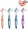 keyxer 4 Stück Leicht Prothesenzahnbürste & Zahnprothesen Bürste Set – Doppelseitige Denture Brush mit Mehrschichtborsten für Effektive Reinigung, Ergonomisch & Tragbar (4 Farben)
