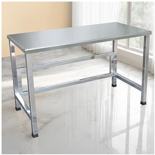 DHNDSDP Verdickter Arbeitstisch Mit Abgeschrägter Kante Edelstahl-Vorbereitungstisch Küchenmetalltisch Labor-Packtisch, Werkbank(31.5 * 23.6 * 30.7in)