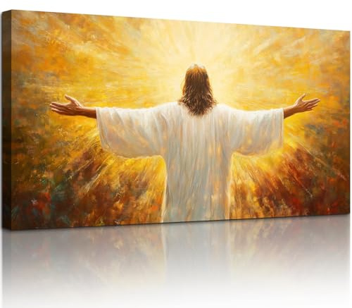 hyidecorart Jesus Christentum Kunst Wandbilder Wohnzimmer 73x146 cm | Wunderschönes Bild, HD-Druck, Einfach Aufzuhängen, Große Formate, Vielseitige Raumdeko, Ruhige Wandkunst, Geschenk