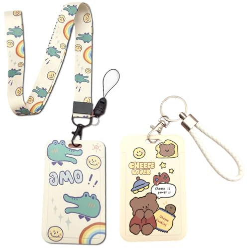 WUSJCOF Étui pour Cartes de Bus Élèves 2 Pièces, Porte-carte en Plastique Rigide avec Clip, Étui pour Cartes à Puce pour 2 Cartes, Porte-carte Pratique pour École et Quotidien (style 2)