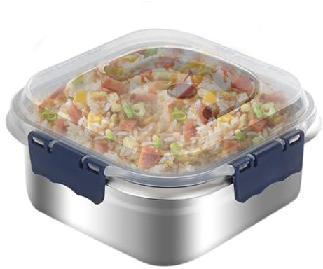 Loncheras de acero inoxidable – Contenedores de frutas con tapas | Lonchera de camping | Contenedores herméticos de almacenamiento de alimentos para viajes diarios al aire libre, picnic, viajes, patio