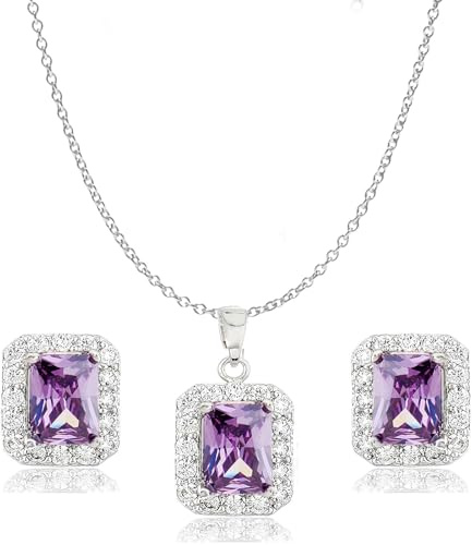 Crystalline Azuria Gioielleria Parures per Donne Nozze Sposa Parure Con Collana e Orecchino per la Sposa Zirconia Damigella D'onore Gioielleria