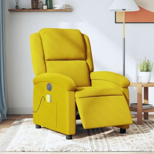 Hommdiy Massagesessel Elektrisch Gelb Samt Wohnzimmer relaxsessel Massage Sessel Relax Chair Elektrischer Massagestuhl