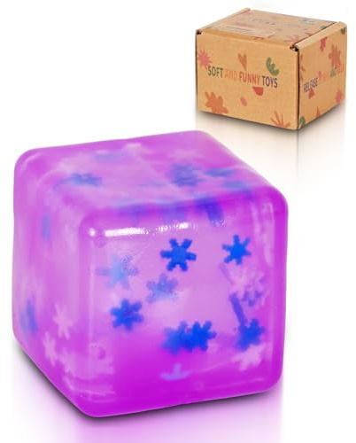 Copfeqyr Anti Stress Ball 5 cm Schneeflocke – Squishy Cube Fidget Würfel & Knautschball, Sensorisches Spielzeug für Kinder und Erwachsene, Geschenkbox (Purple)