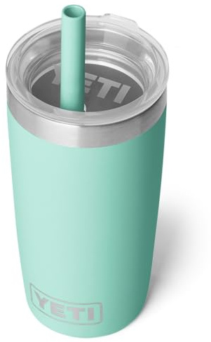 YETI Rambler 10 oz (295 ml) Jr Kids Tumbler, Vacuum Insulated Stainless Steel Tumbler with Silicone Straw Lid, Seafoam
