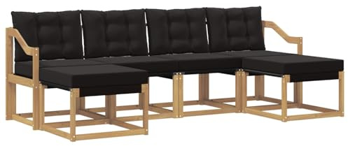 vidaXL Outdoor-Sofagarnitur mit Kissen 6 pcs Weiß und Schwarz, Garten Ecksofa, modernes Möbel für draußen, langlebige Liege, Coole Sitzgelegenheit auf der Terrasse