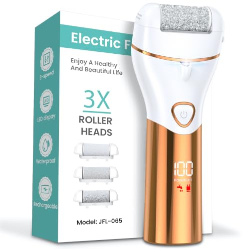 PALATALA Lima Electrica Pies Durezas, Pedicura Profesional Quita Durezas para Pies, Lima pies Electrica con 3 Cabezales, Limador de durezas pie Eliminar Electrico Recargable Removedor de Callos