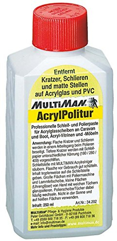 Multiman AcrylPolish 250ml - Zur Reinigung von Kunststoffscheiben - Für Wohnmobil, Boot, Yacht oder Motorräder
