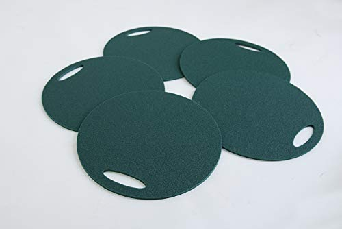 Set 5 x Schaumstoff Sitzkissen DUNKELGRÜN wasserdicht Sitzunterlage 350mm x 8mm Round Seat mit Griff für Outdoor Camping Konzerte Waldbühnen Kindergärten wasserdicht schmutzabweisend …