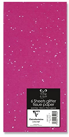 Eurowrap Pink Glitter Tissue Paper - 6 Sheets