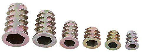 50 Stück Gewindeeinsatz Muttern Set aus Zinklegierung in M4 M5 M6 M8 M10 mit Hex Antrieb