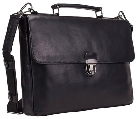 Leonhard Heyden Aktentasche Umhängetasche mit Laptopfach Roma Briefcase 1 Compartment Black schwarz