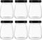 Danmu Art 6pcs 100ml Clear Glass Bottles with Pretty black Lids Small Glass Jars Mini Milk Bottles for Yogurt Pudding Jam