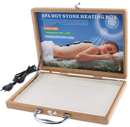 Fenteer Hochwertig Steine Wärmegerät Heizkoffer, Aufheizen der Massagesteine im Koffer - Holz, 41 cm