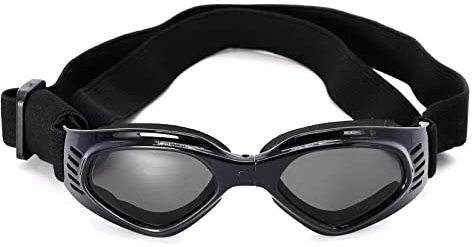TRIROCK Tinted Dog Goggles and Sunglasses for Small and Medium Breeds, w/Chin Strap - 100% UV Protection, Windproof, Fogproof