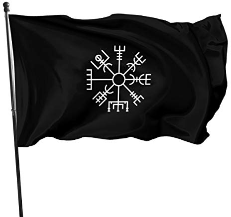 FTflag Outdoor-Flagge 90 x 150 cm, Wikinger-Symbol, nordischer Kompass, Snapback, dekorative Flagge für Hinterhof, Zuhause, Party