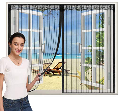 CHENG Fliegengitter Magnet Fenster 85x125cm, Fliegengitter Schiebetür Magnetverschluss Mückenschutz für Fenster, Schwarz