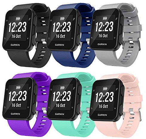 TopPerfekt Armband kompatibel mit Garmin Forerunner 35, weiches Silikon Ersatz-Uhrenarmband für Garmin Forerunner 35 Smart Watch, passend für 130-230 mm Handgelenk (6 Farben / 1)