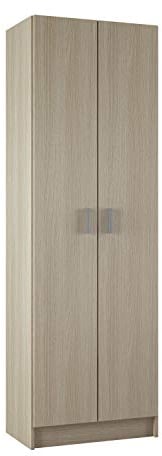 Dmora - 2-türiger Mehrzweckschrank Salem, Zusatzschrank, Schuhregal mit 3 Regalen, modernes hohes Schuhregal, 59 x 37 x 180 cm, Eiche