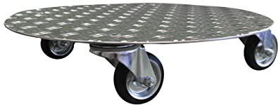 Schlögel GmbH Aluminium Pflanzenroller Riffelblech Riffel2,5/4-280-Ø500 | Blumenroller Untersetzer für Indoor und Outdoor, 4 TPE-Lenkrollen mit Feststellbremse, meerwasserbeständig