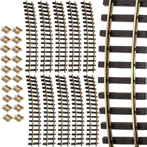 ML-Train 10 Stück Gleis gebogen Radius 120 cm R3 mit Messing-Verbindern - Kompatibel mit Allen Spur G Gleissystemen